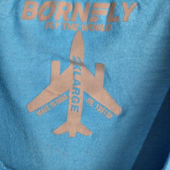 Born Fly Men's T-Shirt Size 2XL Embroidery Blue Cloud Hoppers Airlines (45) - Picture 7 of 8